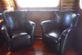 Photo of art-deco styled living room in vintage 1948 Westcraft Sequoia Trailer